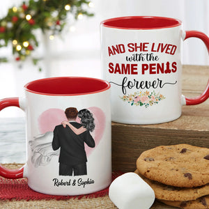 And She Lived With The Same Penis Forever - Personalized New Wedding Couple Mug - Gift For Couple - Coffee Mug - GoDuckee