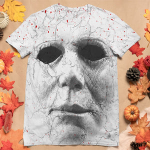 Horror A Real Man Will Chase After You, Halloween All Over Print Shirt With Blood Spatter Pattern - AOP Products - GoDuckee