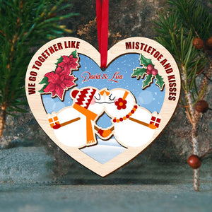 We Go Together Like Mistletoe And Kiss Personalized Christmas Couple Ornament, Gift For Couple - Ornament - GoDuckee