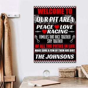 Dirt Track Racing - Custom Racing Family's Name Metal Sign - Welcome To Our Pit Area Fol6-Vd2 - Metal Wall Art - GoDuckee