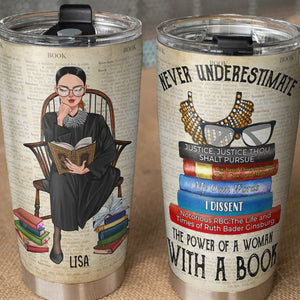 Personalized Reading Girl Tumbler - Never Underestimate The Power Of A Woman With A Book - Tumbler Cup - GoDuckee