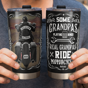 Some Grandpas Playing Bingo , Biker Personalized Tumbler - Tumbler Cup - GoDuckee