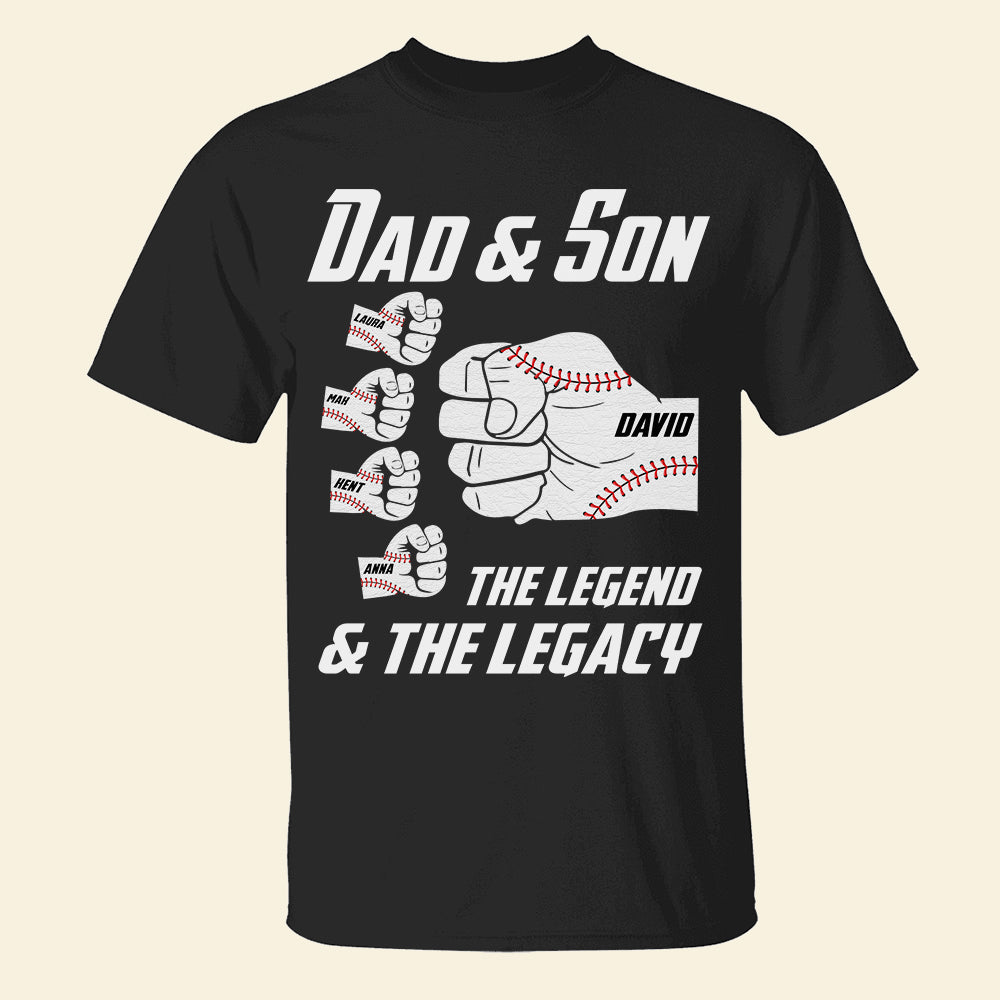 Dad and Son - The Legend & The Legacy, Personalized Shirts, Father's Day Gifts for Baseball Dad - Shirts - GoDuckee