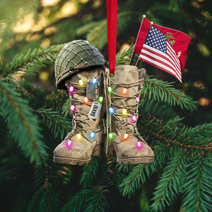 Military Boots Flag - Personalized Christmas Ornament - Military Gifts - Ornament - GoDuckee