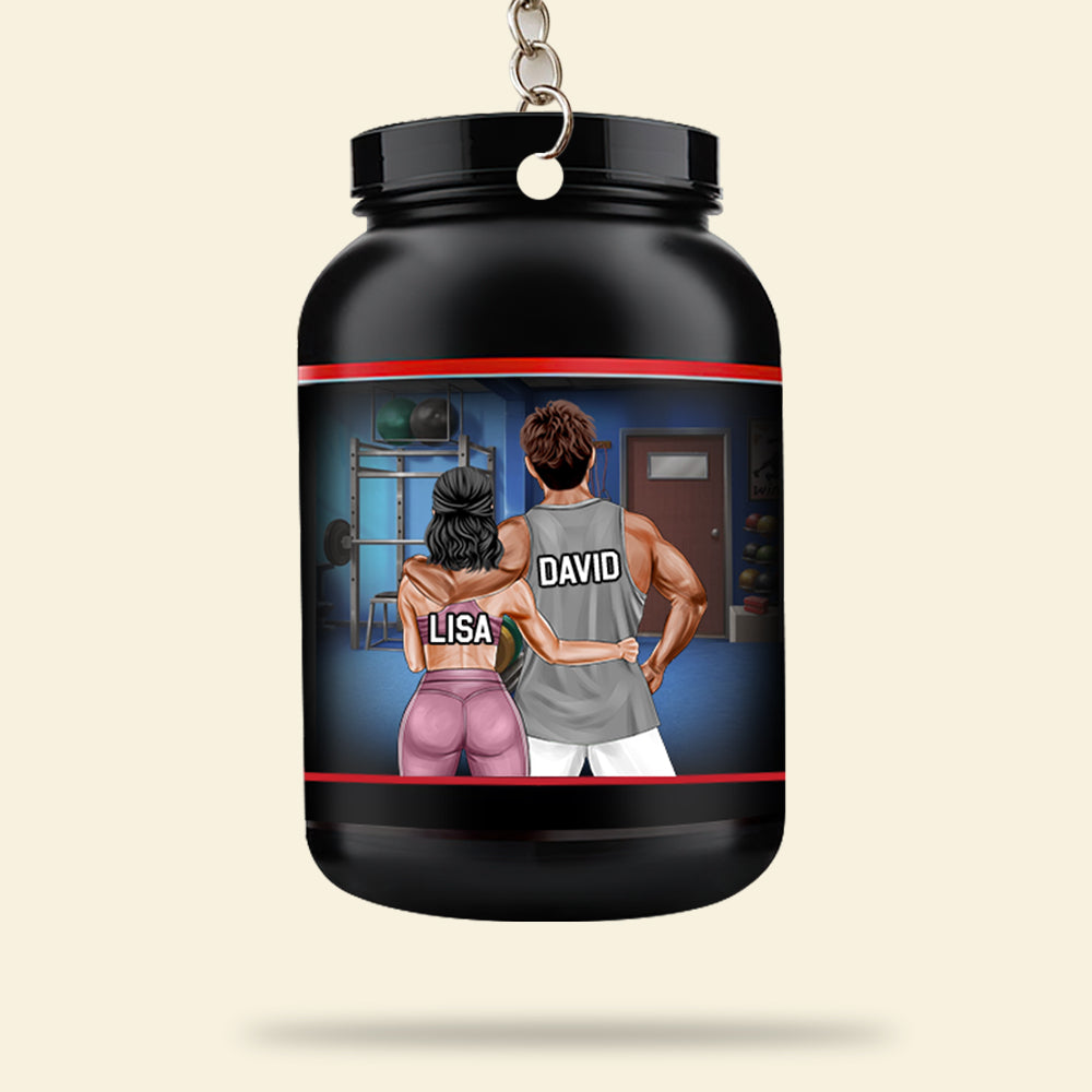 Personalized Gym Couple Keychain - At The Gym With My Beast/Beauty - Keychains - GoDuckee