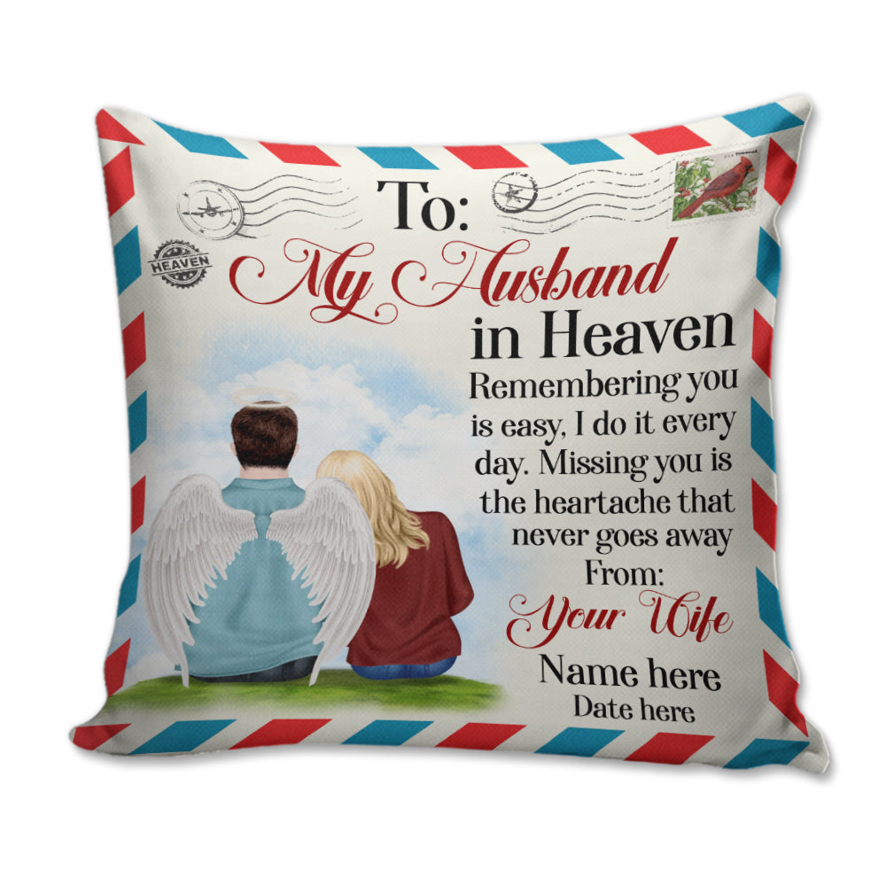 Personalized Memories Of Husband in Heaven, To my husband in heaven Custom Pillow - Pillow - GoDuckee