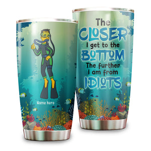 Simpsonalized Scuba Diver Tumbler - The Closer I Get To The Bottom - Tumbler Cup - GoDuckee