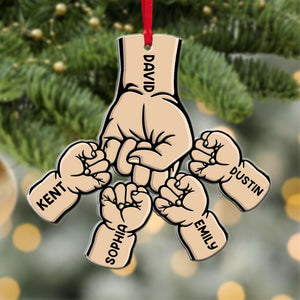 Dad/Mom With Kid Fist, Personalized Acrylic Ornament - Ornament - GoDuckee