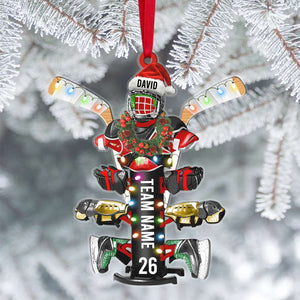 Personalized Hockey Drying Rack Ornament, Christmas Tree Decor for Ice Hockey Players - Ornament - GoDuckee