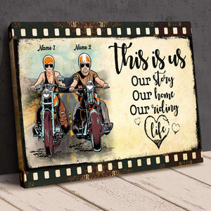 Personalized Biker Couple Poster - This Is Us, Our Story, Our Home, Our Riding Life - Film Frame - Poster & Canvas - GoDuckee