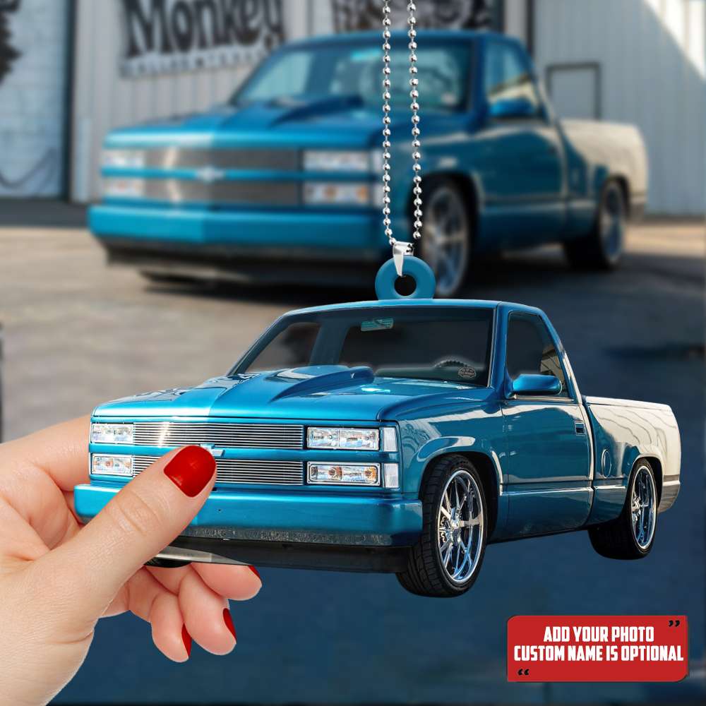 Chevrolet Silverado Personalized Flat Car Ornament - Gift for Car Lovers - Ornament - GoDuckee