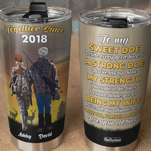 Personalized Hunting Couple Tumbler - To My Sweet Doe I Love You Forever & Always - Tumbler Cup - GoDuckee