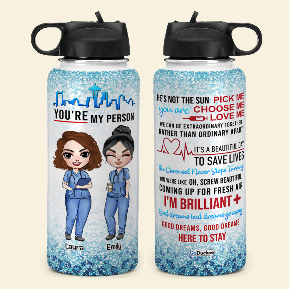 Personalized Nurse Bestie Water Bottle - He's Not The Sun - Water Bottles - GoDuckee
