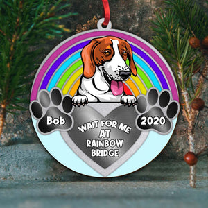 Personalized Dog/Cat Memorial Ornament, Wait For Me At Rainbow Bridge - Ornament - GoDuckee