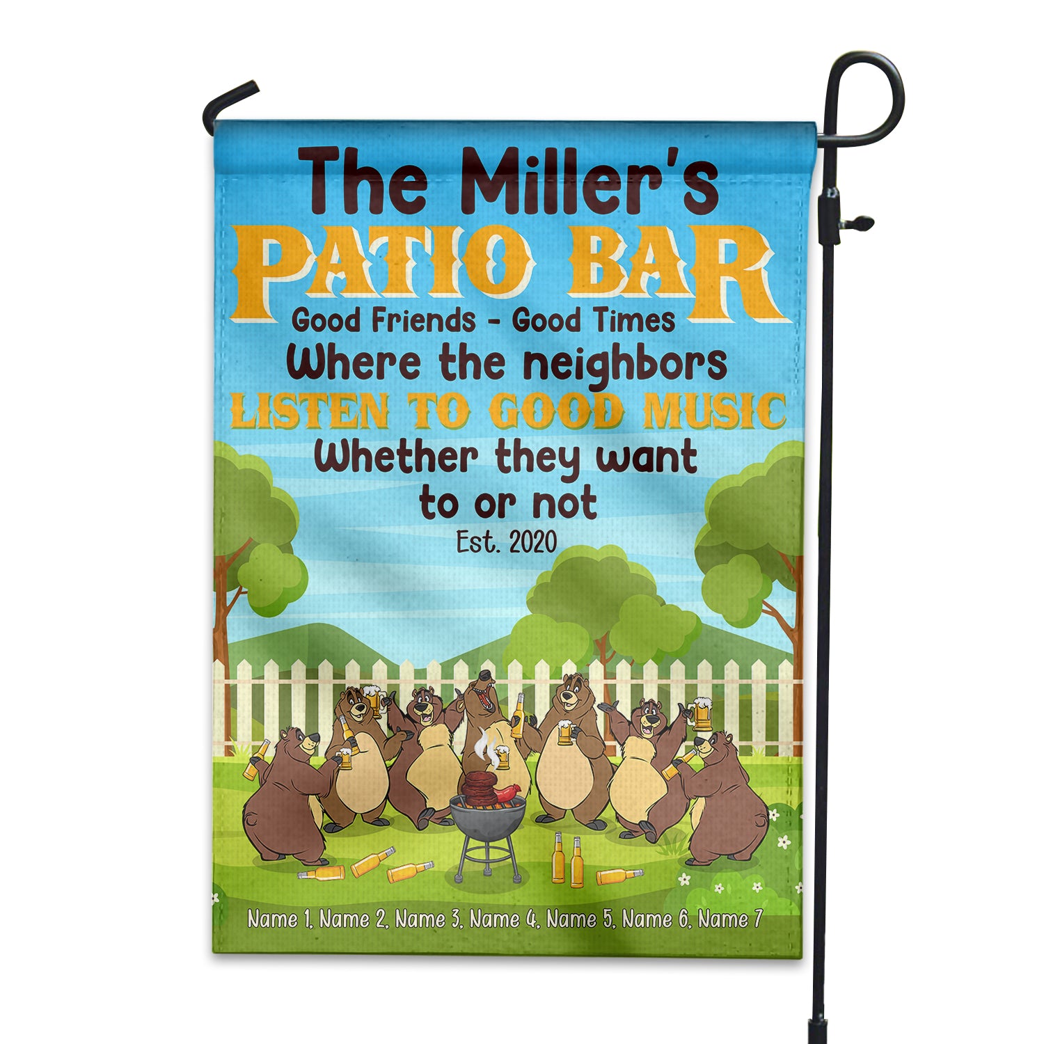 Personalized Gifts For Bear Family, Grilling Patio bar, Custom Flag - Flag - GoDuckee