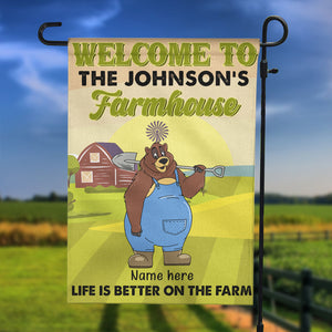 Personalized Gifts For Farmer Life is better on farm Custom Bear Flag - Flag - GoDuckee