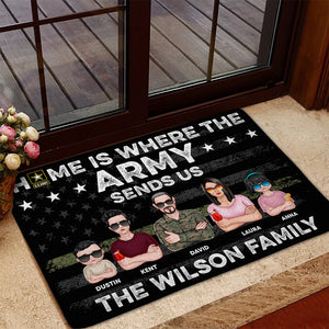 Veteran Home Is Where The Army Sends Us, Personalized Door Mat, Military Gifts - Doormat - GoDuckee