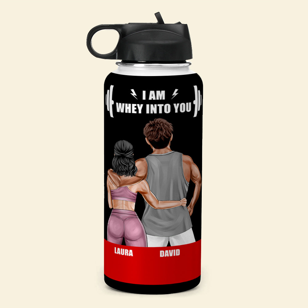 Personalized Gym Couple Water Bottle - Am Whey Into You - Water Bottles - GoDuckee