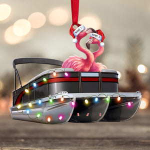 Pontoon Flamingo Christmas - Personalized Christmas Ornament - Gift for Pontoon Lovers - Ornament - GoDuckee
