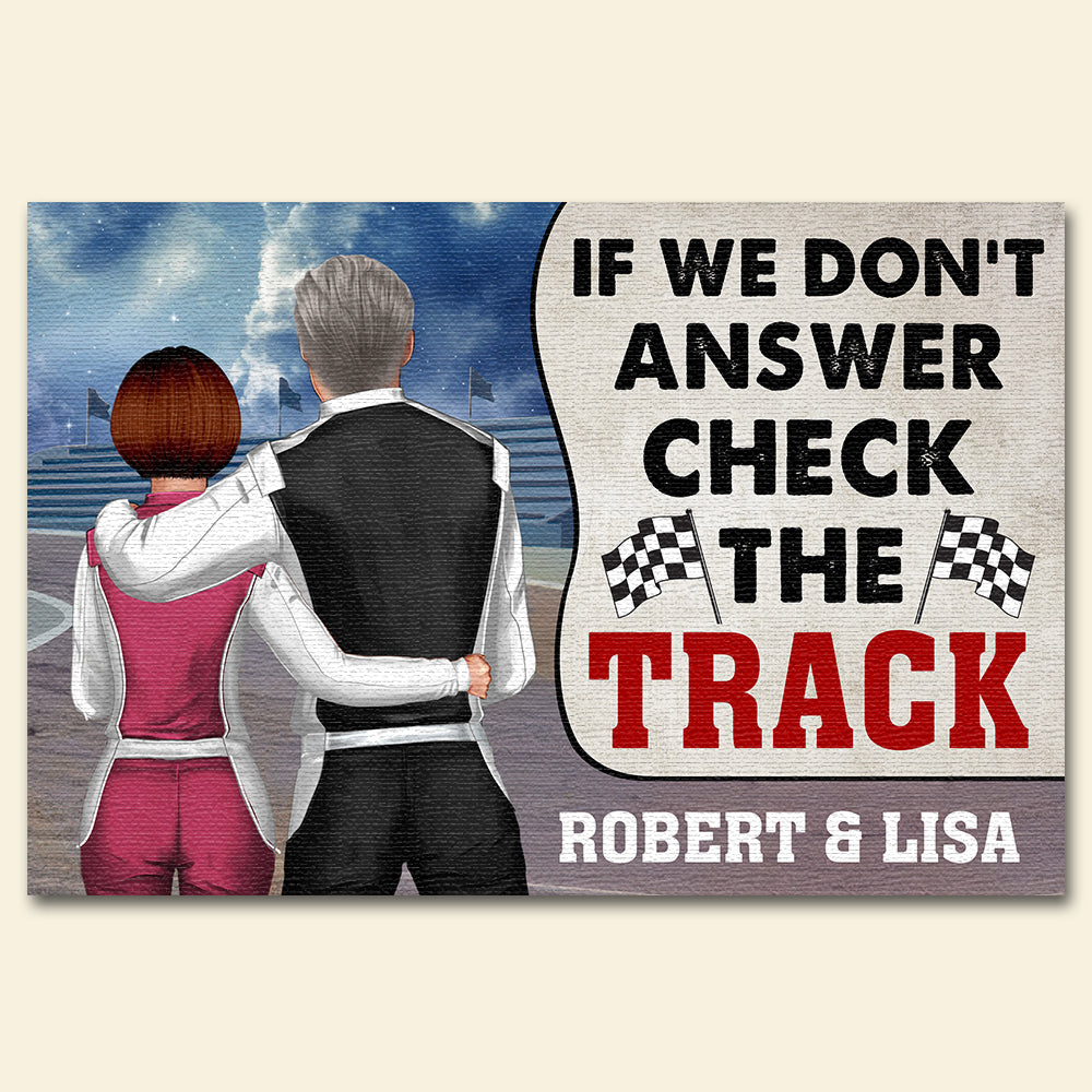 Personalized Racing Couple Doormat - If We Don't Answer Check The Track - Doormat - GoDuckee