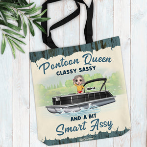 Pontoon Queen Classy Sassy And A Bit Smart Assy Personalized Tote Bag - Tote Bag - GoDuckee