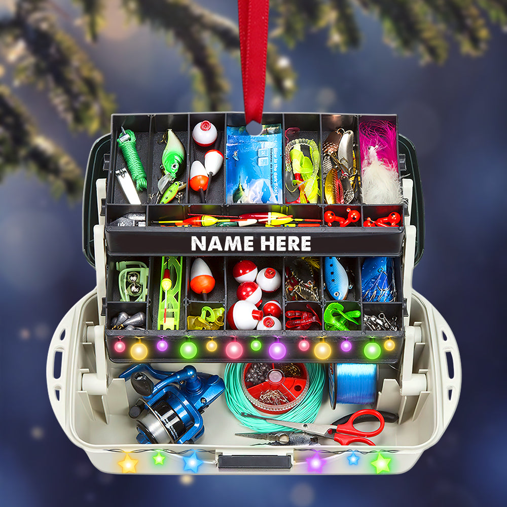 Fishing Christmas Tackle Box Personalized Christmas Ornament