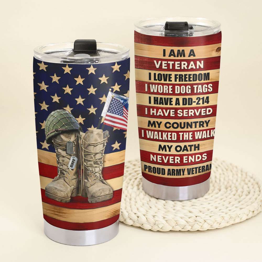 Personalized Military Tumbler Cup - My Oath Never Ends - Military Gifts - Boots with Dogtag - Tumbler Cup - GoDuckee