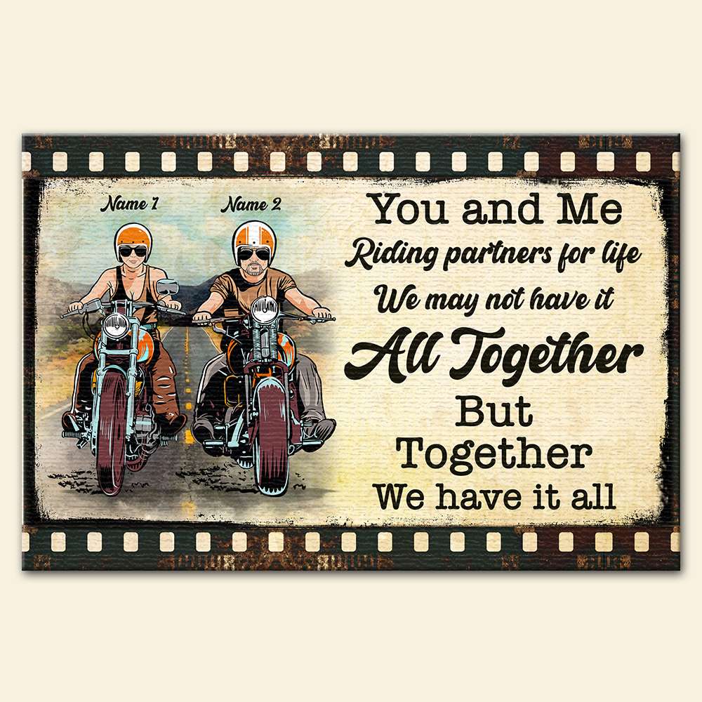 Personalized Biker Couple Poster - You and Me Riding Partners for Life - Film Frame - Poster & Canvas - GoDuckee