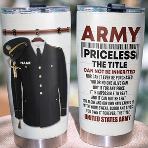 Personalized Army Tumbler - The Title Cannot Be Inherited - Uniform On Hanger - Tumbler Cup - GoDuckee