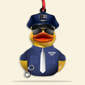 Police Duck, Personalized Duck Acrylic Ornament - Ornament - GoDuckee