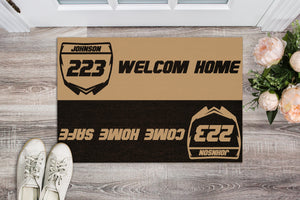 Motocross Welcome Mat - Custom Name & Number - Come Home Safe - Doormat - GoDuckee