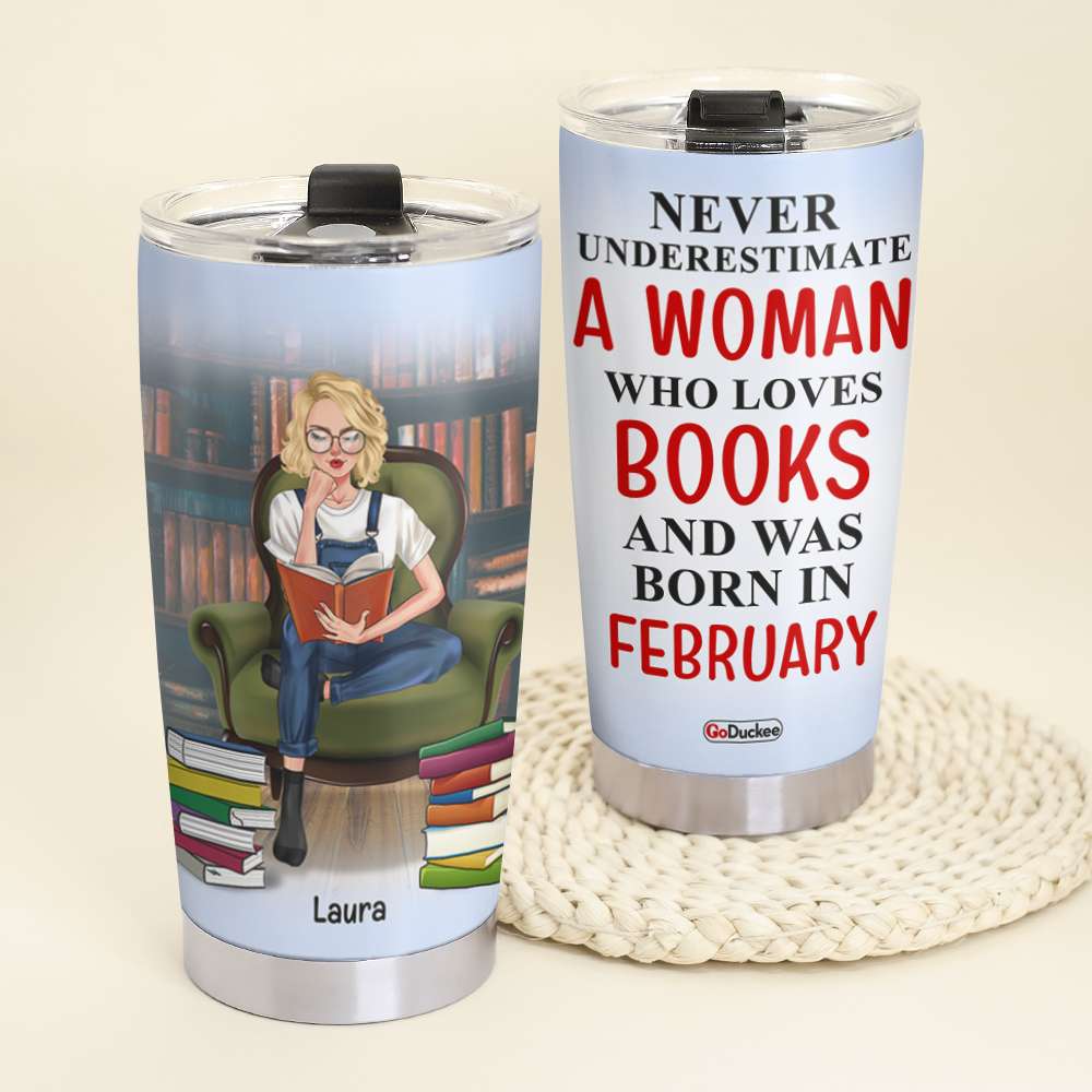Personalized Reading Girl Tumbler - Tumbler Never Underestimate A Woman Who Loves Book - Tumbler Cup - GoDuckee