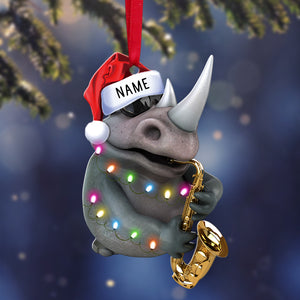Saxophone Playing Animals With Christmas Light - Personalized Christmas Ornament - Gift For Saxophone Lovers - Ornament - GoDuckee
