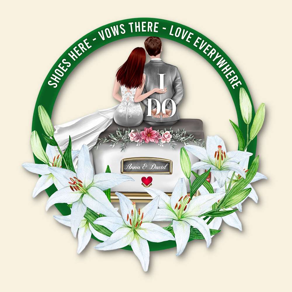 Shoes Here Vows There Love Everywhere, Personalized Wood Art, Gift for Just-married Couples - Wood Sign - GoDuckee