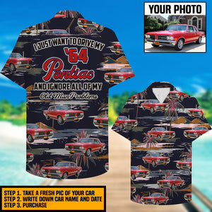 Personalized Hawaiian Shirt - Muscle Car Pattern - I Just Want To Drive My Car And Ignore All Of My Old Man Problem - Hawaiian Shirts - GoDuckee