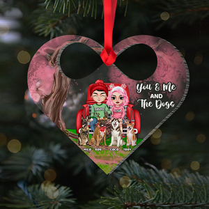 Couple You & Me & The Dogs, Personalized Acrylic Ornament - Ornament - GoDuckee