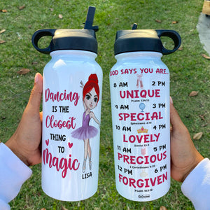 Personalized Ballet Stainless Steel Water Bottle Girl Dancing Is The Closet Thing To Magic - Water Bottles - GoDuckee