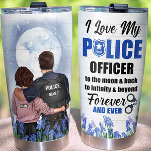 Personalized Police Couple Tumbler - I Love My Police Office To The Moon and Back - Tumbler Cup - GoDuckee