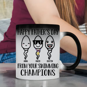 Happy Father's Day From Your Swimming Champions, Personalized Magic Mug, Gift For Dad - Magic Mug - GoDuckee