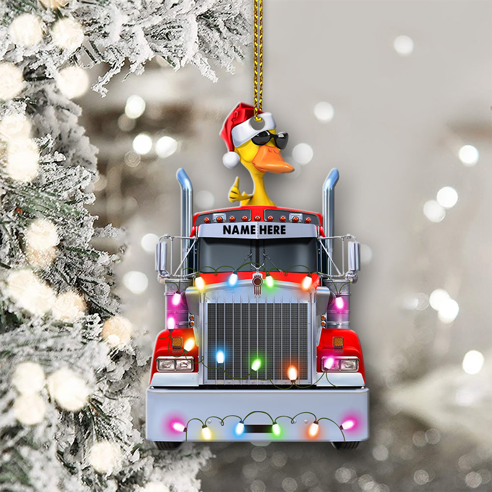Truck Christmas Ornament, Personalized Duck Christmas Ornament - Christmas Gift For Truck Driver - Ornament - GoDuckee