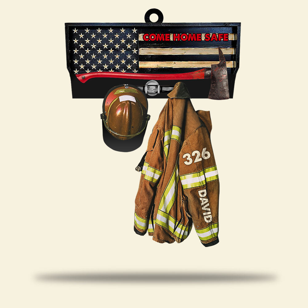Firefighter Vest and Helmet Come Home Safe - Personalized Flat Car Ornament - Gift for Firefighters - Ornament - GoDuckee