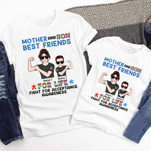 Personalized Gifts For Autism Awareness Month, Mother and Autism Son Custom Shirts - Shirts - GoDuckee