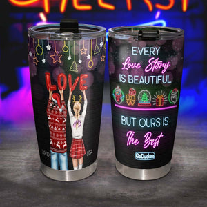 Every Love Story Is Beautiful But Ours Is The Best, Christmas Couple Tumbler - Tumbler Cup - GoDuckee