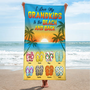 Love My Grandkids, Personalized Beach Towel For Grandparents, Summer Gifts - Beach Towel - GoDuckee