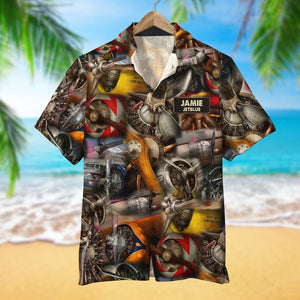 Pilot Propeller Hawaiian Shirt - Custom Name - Hawaiian Shirts - GoDuckee