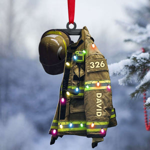 Firefighter Suits With Christmas Light - Personalized Christmas Ornament - Gift for Firefighters - Ornament - GoDuckee