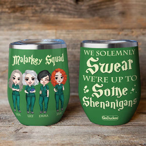 Personalized Nurse Besties Wine Tumbler - We Solemnly Swear We're Up To Some Shenaigans - Wine Tumbler - GoDuckee