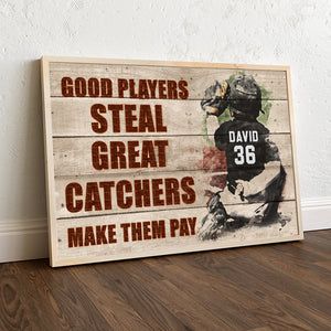 Personalized Baseball Player Poster - Great Catchers Make Them Pay - Custome Name. Number - Poster & Canvas - GoDuckee