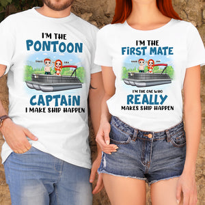 Personalized Pontoon Couple Shirts - I Am The Pontoon I Am The First Mate - Shirts - GoDuckee