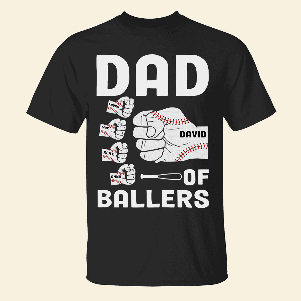 Baseball Dad of Ballers, Personalized Shirts, Father's Day Gifts for Dad, Fist Thumb Kids and Dad - Shirts - GoDuckee